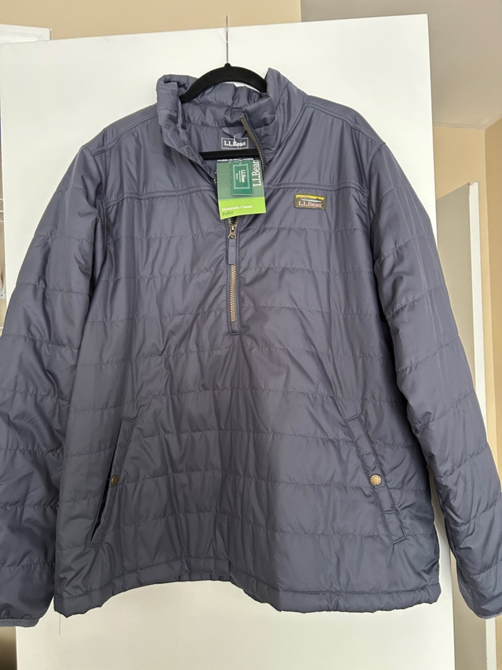 L.L. Bean Men’s Quilted Half-Zip Pullover in Gray-Blue